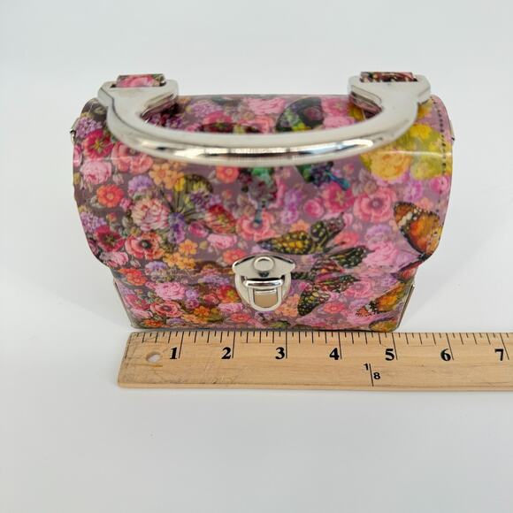 Vtg 90s Holographic Butterfly Box Purse Mini Rare Floral Handbag Made USA Y2K - Picture 6 of 9